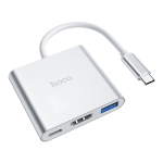 Hoco 3in1 USB-C adapter to (USB 3.0 + HDTV + USB-C-PD) HB14 - Silver